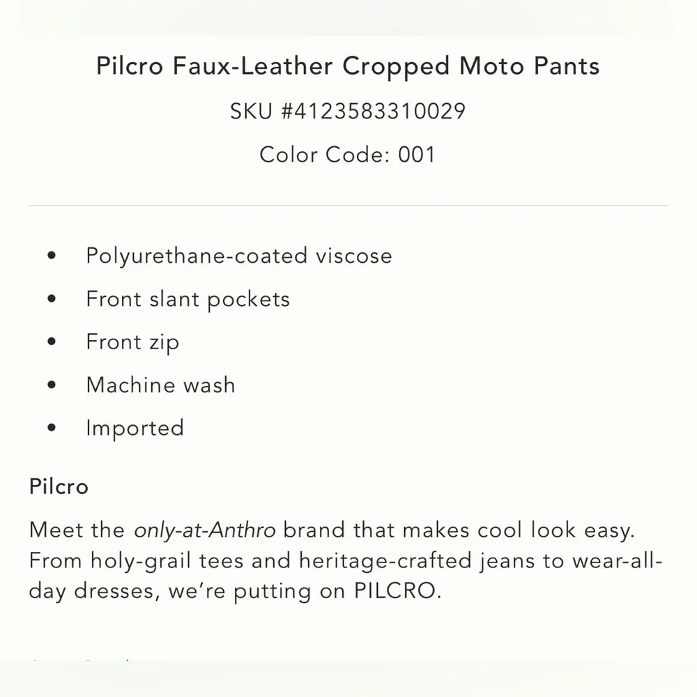NWT new 30 Anthropologie pilcro cropped faux leather moto pants black short